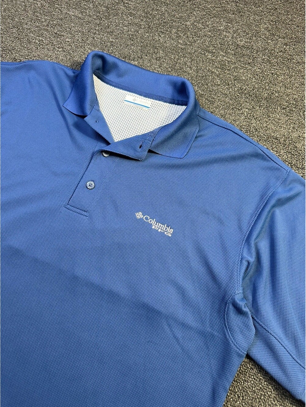 Columbia PFG Mens Blue Omni Shade Polo Shirt UPF 50  Sz M
